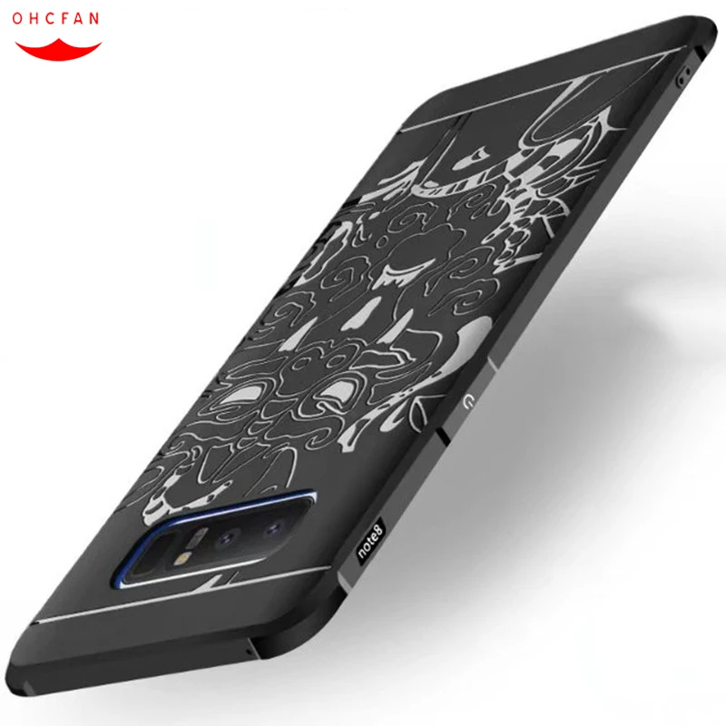For Samsung Note 8 Case Luxury 3D Carved Dragon Soft Silicone Back Cases galaxy note Cover for Note8 N950 |