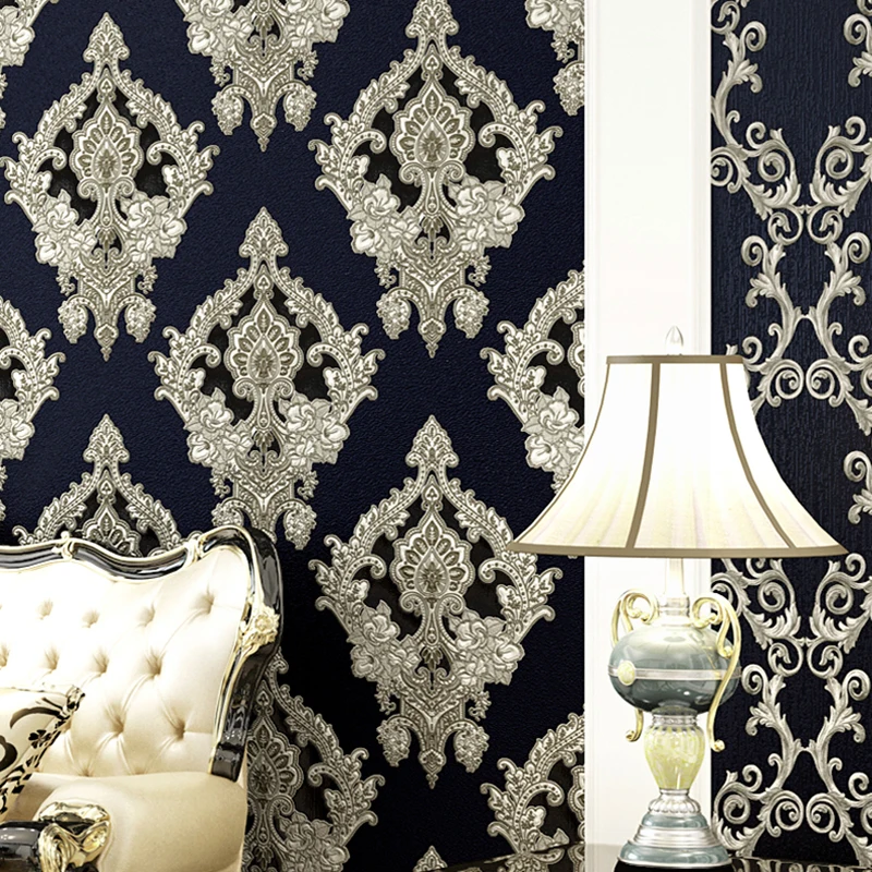 

European Style Damascus Wallpaper 3D Stereo Embossed Flowers PVC Wall Paper Living Room Bedroom Luxury Home Decor Wall Covering
