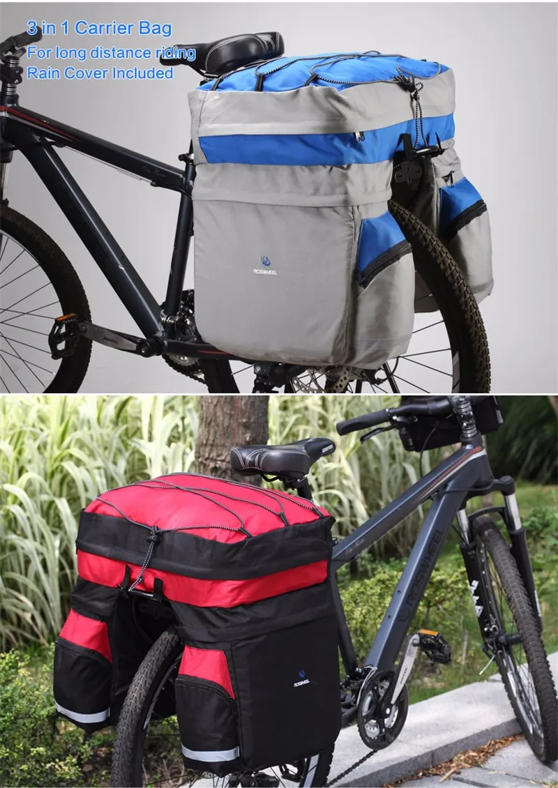 Flash Deal ROSWHEEL 60L Waterproof MTB Mountain Bike Rack Bag 3 in 1 Multifunction Road Bicycle Pannier Rear Seat Trunk Bag 14590 0
