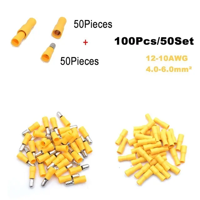 100Pieces 50Set Bullet Flag Wire electrical Connector Male Female Crimp