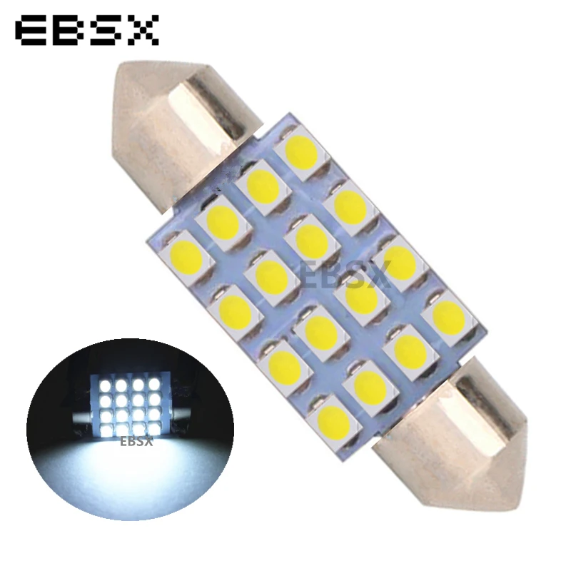 EBSX 100 шт. C5W 31 мм 36 39 41 Festoon 16 SMD 1210 3528 Led подсветка для чтения салона автомобиля