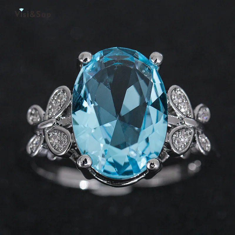 

Visisap Large Sea Blue Oval Brilliant Zirconia Rings for Women Flower Butterfly Engagement Anniversary Jewelry Accessories B1318
