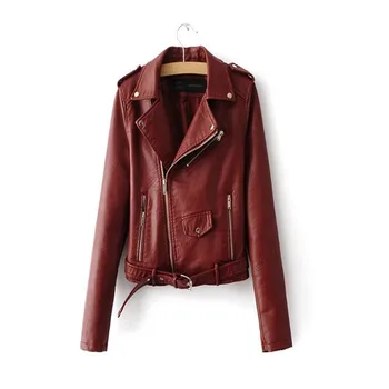 

Autumn New Short Faux Soft Leather Jacket Women Fashion Zipper Motorcycle PU Leather Jacket Ladies Basic Street Coat