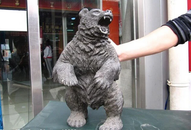 

S0530 16 Chinese Pure Bronze Copper animal bellow black bear Art sculpture statue D0318