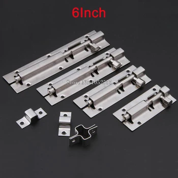 

Hot 2pcs/lot 6inch Stainless Steel Door Bolt Security Home Window Door Bolt Latch Gate Lock Sliding Lock With Screws K198-4