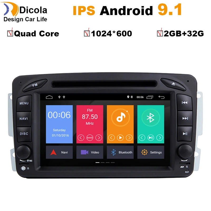 

7" IPS HD Android 9.1 Car DVD Radio player For Mercedes Benz CLK W209 W203 W208 W463 Vaneo Viano Vito Support Mirror link Free