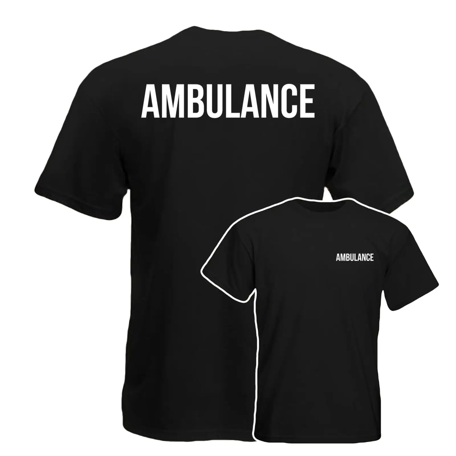

2019 Funny Ambulance T-Shirt, Medical Health Care Work Wear Tee Top Double Side Unisex Tee