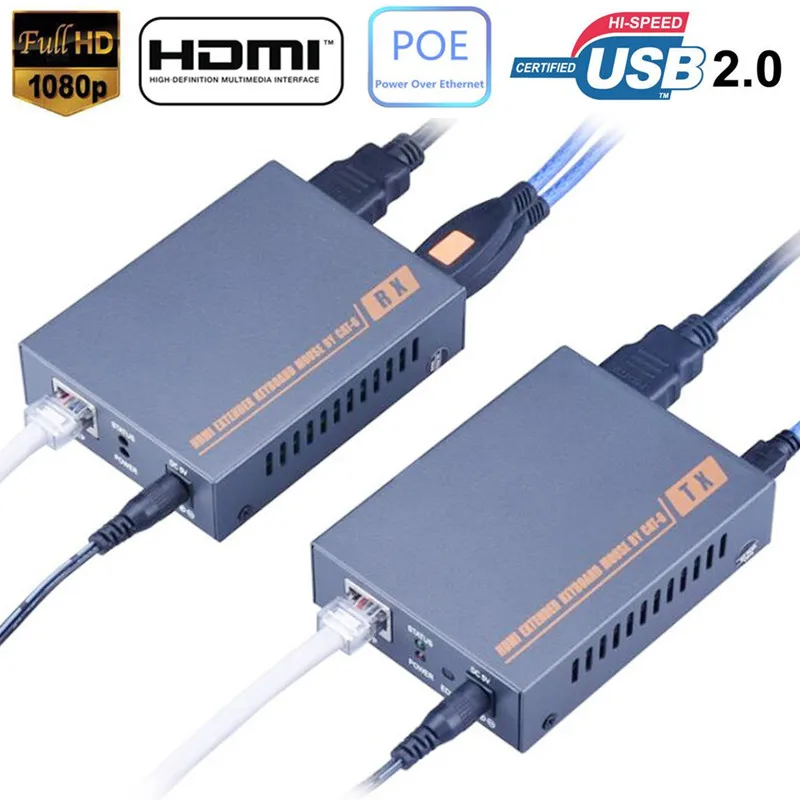 60m ~ 100m USB HDMI KVM Extender POE With No Loss No Delay EDID USB KVM HDMI Extender RJ45 HDMI USB KVM Extender Over Cat5e Cat6 60m ~ 100m USB HDMI KVM Extender POE With No Loss No Delay EDID USB KVM HDMI Extender RJ45 HDMI USB KVM Extender Over Cat5e Cat6