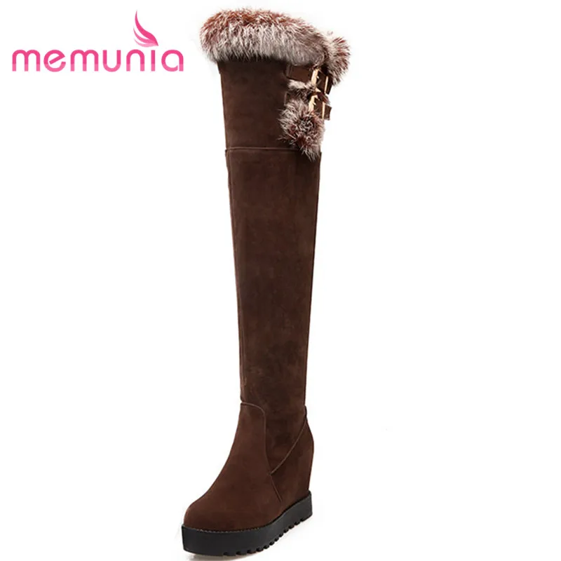 

MEMUNIA plus size 34-43 winter snow boots extreme high heels fashion boots buckle fuax fur women boots 2020 new thigh high boots
