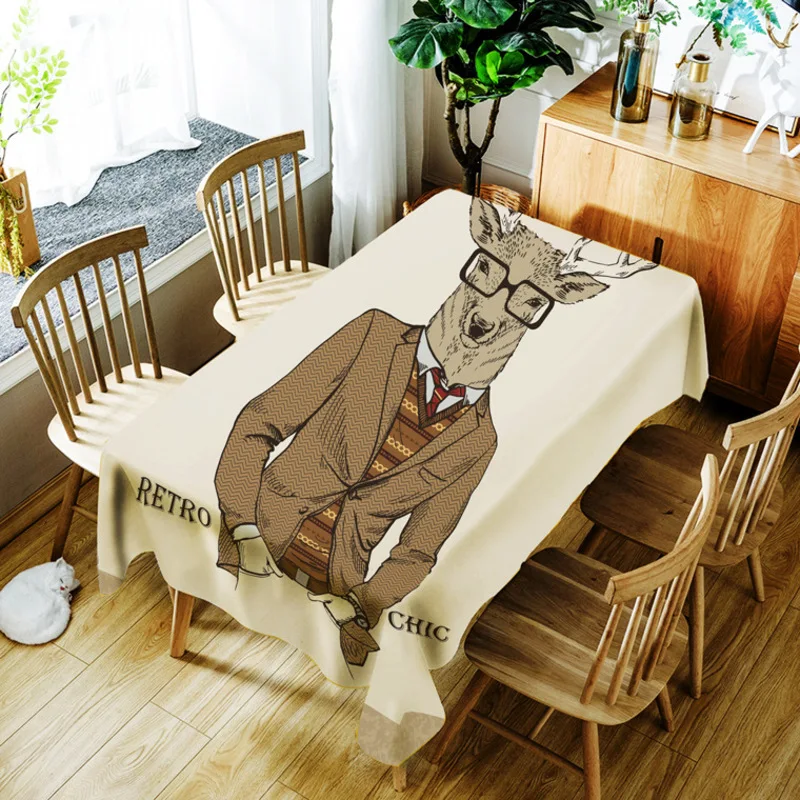 Animal Gentleman Tablecloth Waterproof Decorative Rectangular Tapete Table Cover Protector Cloth Dining Kitchen | Дом и сад