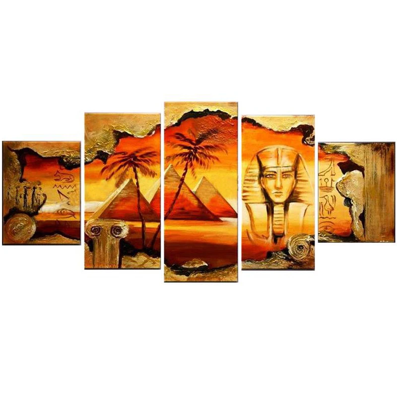 

DIY Diamond Painting Cross Stitch Landscape Egyptian Pyramids 5pcs/set Full Diamond Embroidery Home Decorative Scenery JS4773