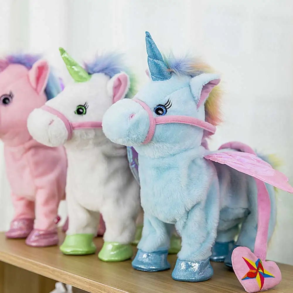 Unicórnio de Pelúcia Animal de Estimação Controlado por Relincho Andar com Música Brinquedos de Pelúcia para o Aniversário das Crianças Robot Unicorn Eletrônico Leash