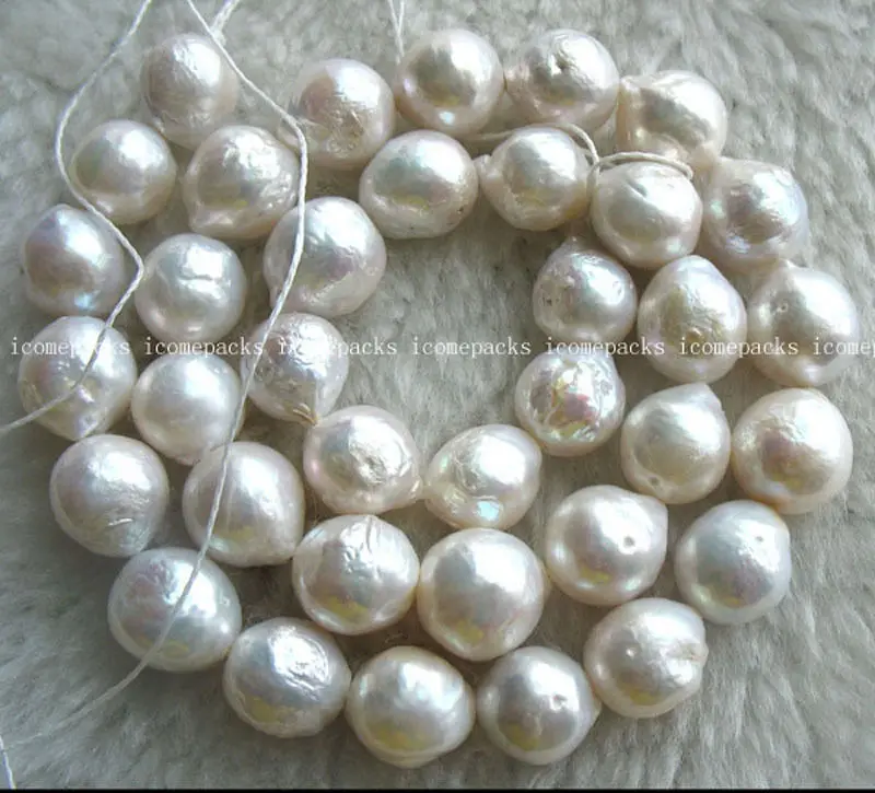 

wholesale nature freshwater pearl white reborn keshi 15.5" nature