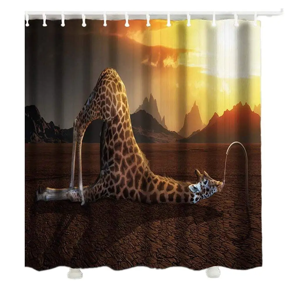 Shower Curtain ABCsell Digital Print Animals Waterproof Bath Curtains