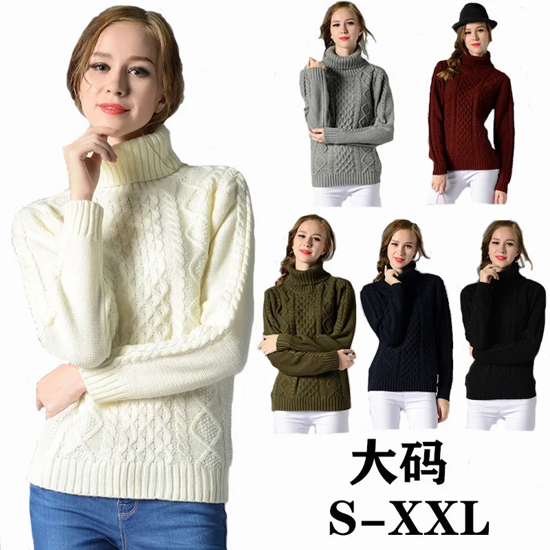 

WinterTurtleneck Sweater Ladies Women White Knitted Pullovers Long Sleeve Sping Basic Casual Black Autumn Tops Sweater Warm Tops