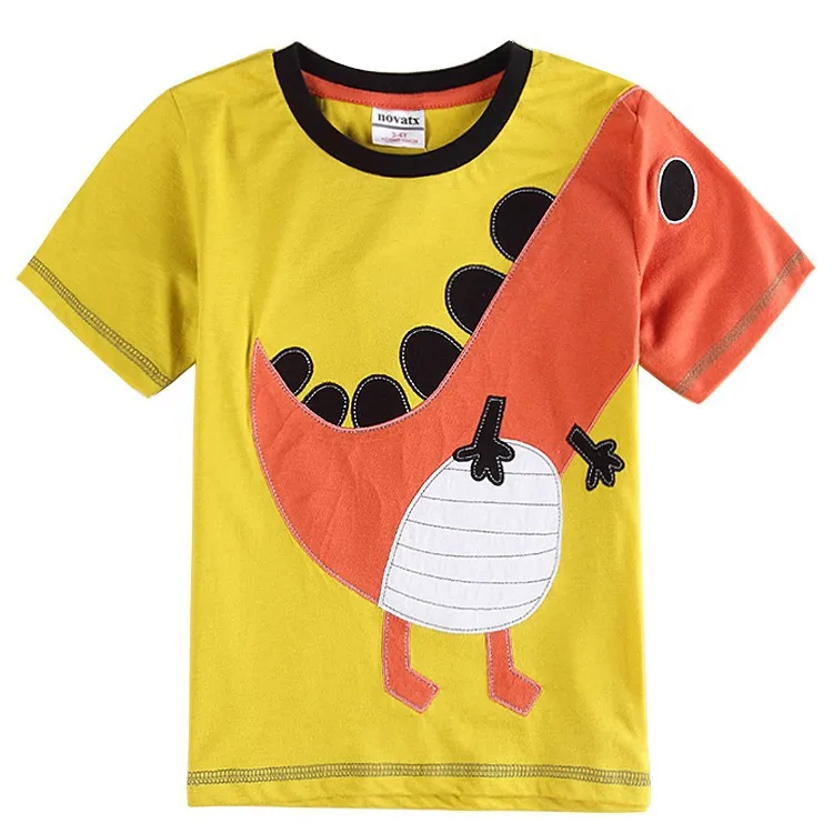 New Summer Dinosaur Boys T shirts Cotton Kids yellow Clothing for boys