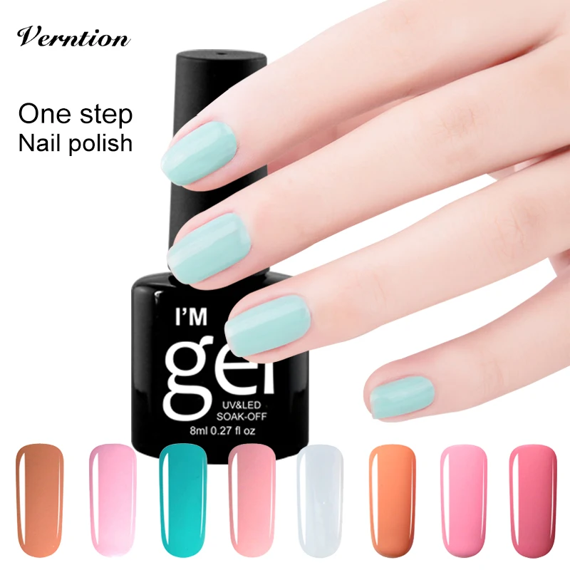

Verntion Soak Off LED UV Newest Color Foil Adhesive Long Lasting 3in1 One Step Poly Gel Varnish Nail Art Cheap Nail Polish