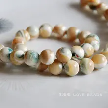 Atacado 14.5 natural 38/38cm natural pavão verde tridacna gigante clam 5mm contas soltas redondas fazendo jóias diy para mulher