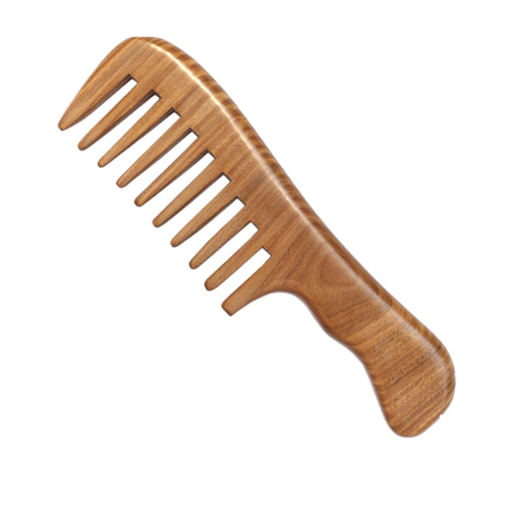 1Pcs Handicraft Wooden Round Handle Sandal Hair Combs Natural Sandalwood Fine Comb Anti-Static Care
