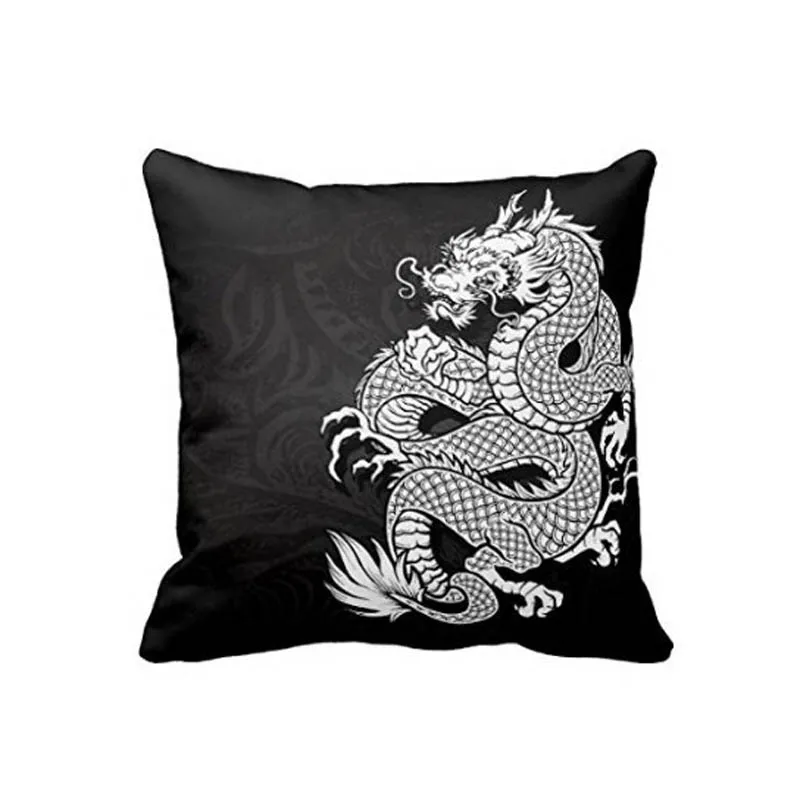 chinese dragon white and black decorative pillows for sofa luxury twin sides printing hidden zipper closure - Black And White Decorative Pillows chinese dragon white and black decorative pillows for sofa luxury twin sides printing hidden zipper closure - Black And White Decorative Pillows