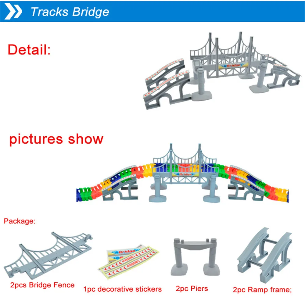 DIY сборка пластиковых аксессуаров мост и рампа гоночная дорожка железная дорога подходит для всех изгибающихся дорожек и волшебных гоночных игрушек для мальчиков