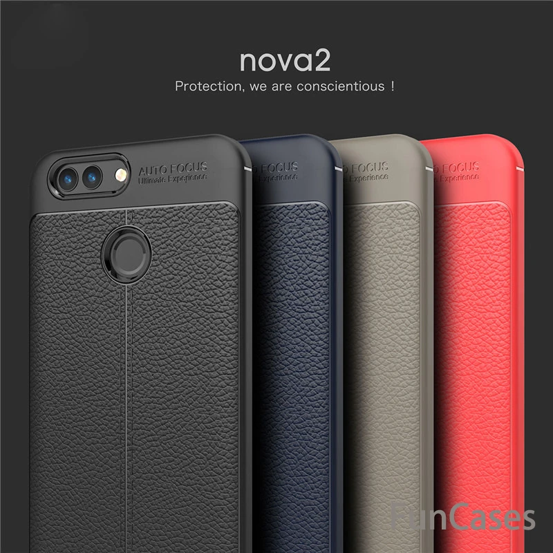 Для huawei NOVA 2 чехол Роскошный мягкий противоударный кожаный зернистый ТПУ