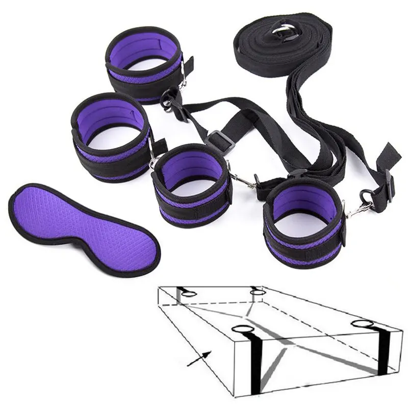  Under Bed BDSM Bondage Restraints System Sex Handcuffs & Ankle Cuffs & Eye Mask Erotic Accessories 