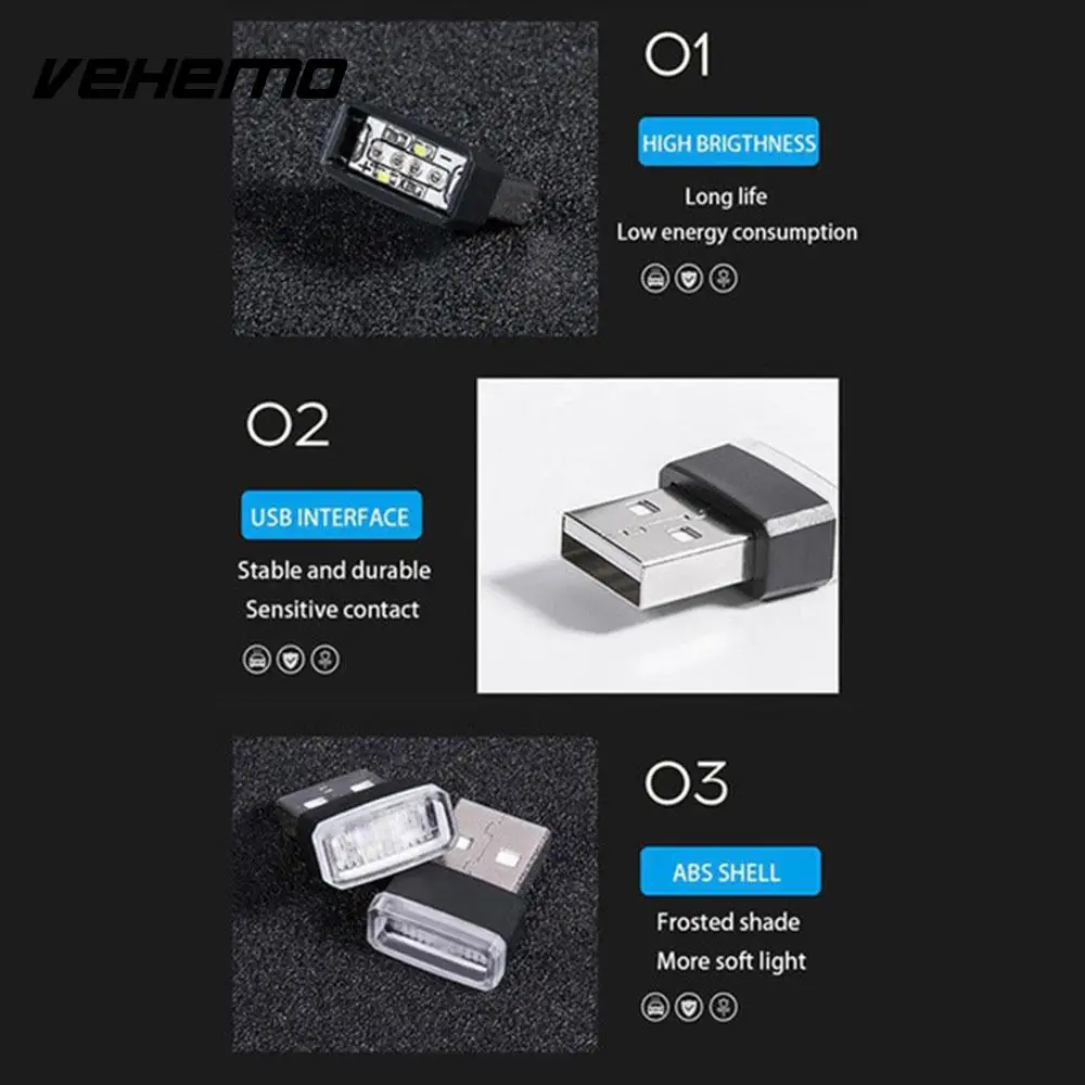 Vehemo USB LED Atmosphere Light - Mini Home and Car Lighting Powered by USB or Power Bank image 5