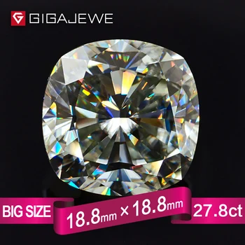 

GIGAJEWE Big Size 27.8ct 18.8mmX18.8mm Cushion Cut White IJ Color Moissanite Loose Stone Gif DIY Gem Beads For Jewelry Making