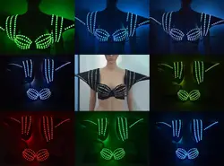 RGB неоновая бра красочные плечо танцевальные костюмы световой жилет для Бальных Бар Диско DJ вечерние события певица Сексуальный костюм
