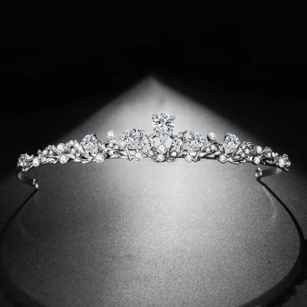 

Stunning Art Deco Crystals Rhinestones Alloy Cubic Zircon Wedding Tiara CZ Bridal Queen Princess Pageant Party Crown Bridesmaids