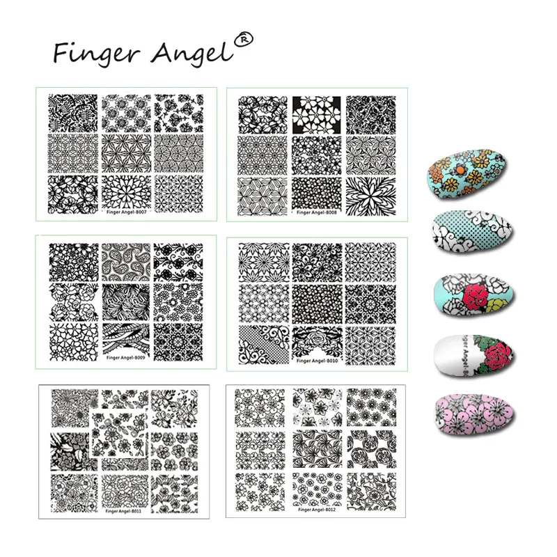 

Finger Angel 1PCS 6*8cm Rectangle Stamping Template Stamp Image Plate Design Nail Templates Geometric Floral Patterns Plates