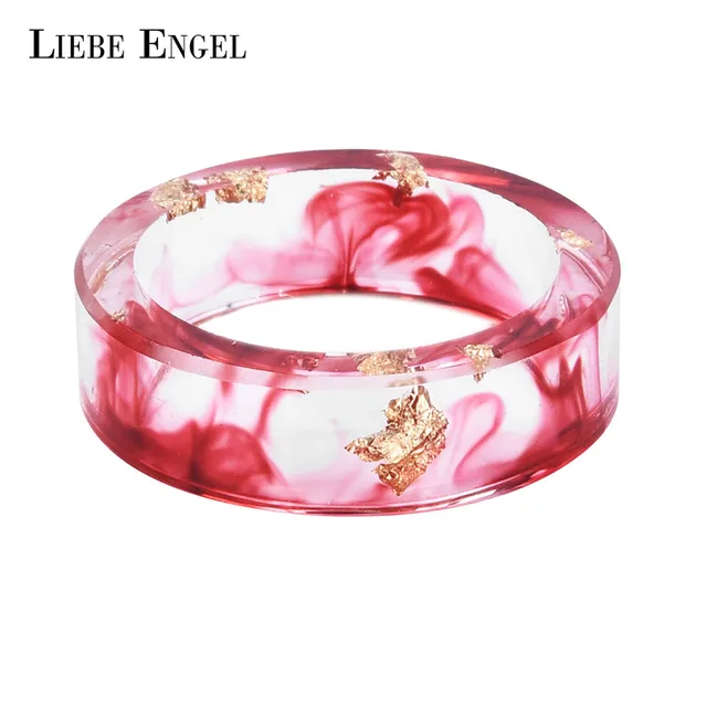 LIEBE ENGEL Hot Sale 8 Colors Gold Foil Paper Inside Resin Ring For Women And Me LIEBE ENGEL Hot Sale 8 Colors Gold Foil Paper Inside Resin Ring For Women And Me