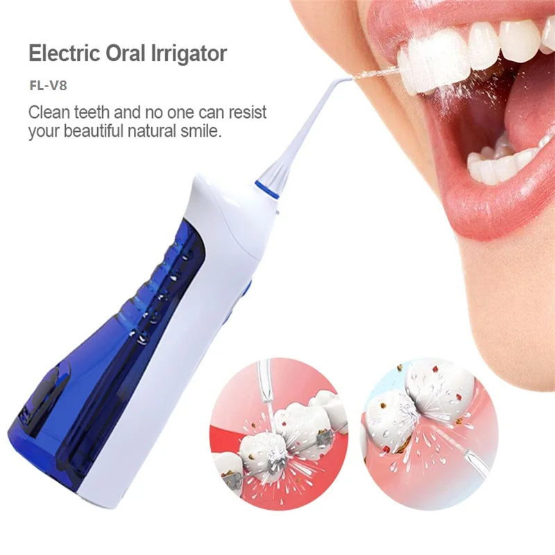 

V8 Rechargeable Oral Irrigator Gum Dental Water Jet Flosser Teeth Flossing Blue Portable Outdoor Water Cleaner Tool