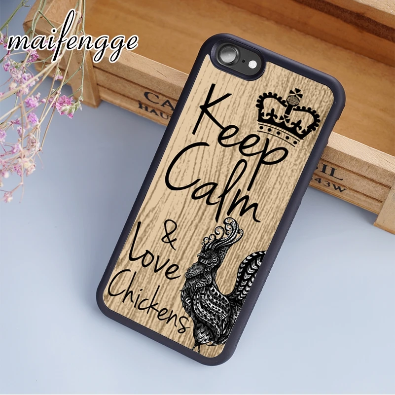 Чехол maifengge Keep calm love с курицей для iPhone 5 6 6s 7 8 plus X XR XS max 11 12 Pro Samsung Galaxy S7edge S8 S9 S10 |
