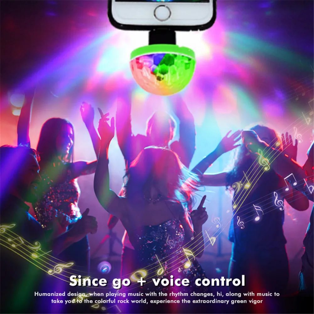 Портативный мини USB Дискотека DJ вечерние светодиодный свет RGBW кристалл магический шар эффект сценическая лампа Голосовое управление музыкой сотовый телефон USB огни