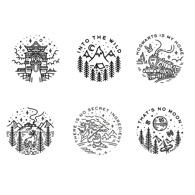 

1 PCS Round Classic Movie Theme Stamp DIY Self Inking Photosensitive Seal Without Handle Scrapbooking Planner Stamps