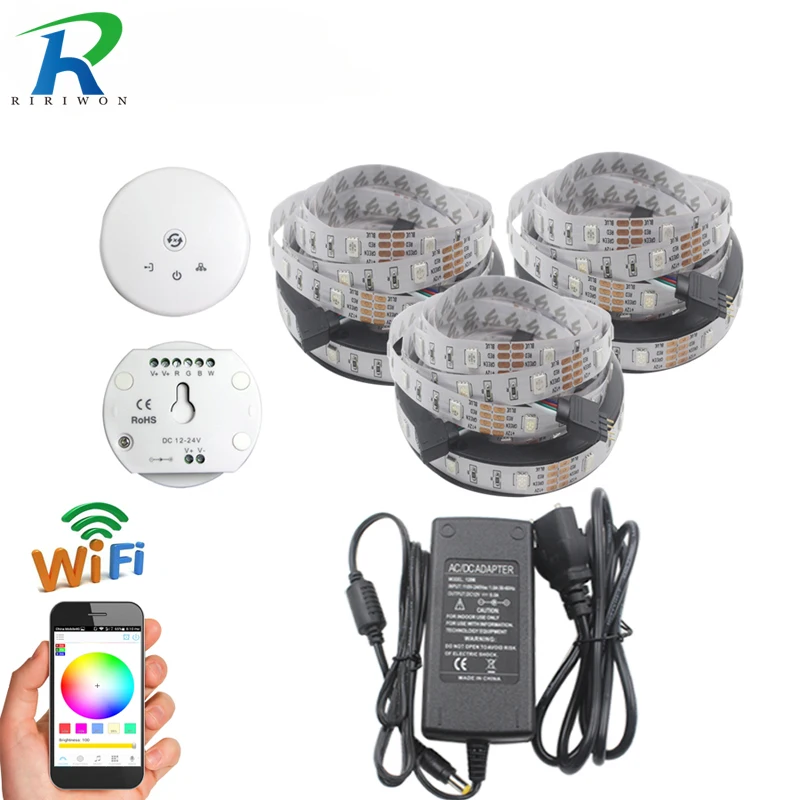  15M 10M 5M WiFi RGB Led Strip Light Waterproof 5050 SMD 30Led/M Ribbon IP65 Led Tape + WiFi Control - 32460749371