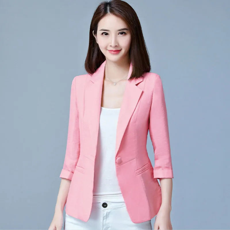 Fashion Plus Size 5XL Korean Casual Small Suit Female Jacket Coat New Spring Autumn Seven Sleeves Thin Suits OL Women's | Женская