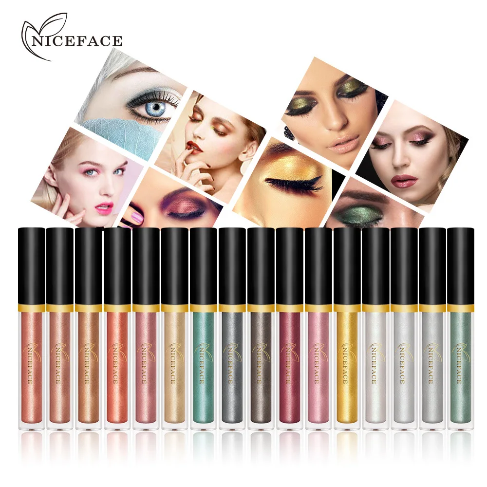 NICEFACE 17 Colors For Choose Metallic Pigment Professional Cream Eye Shadow Waterproof Cosmetics Diamond Liquid Highlighter |