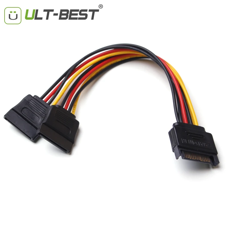 

ULT-Best SATA 15pin Power Splitter Cable 15 Pin Male to Serial ATA 15pin x 2 Female Y Hard Drive Cables 15CM