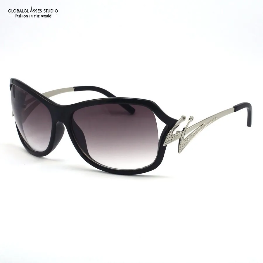 Модель года; стиль Роскошные модные женские черные большие солнцезащитные очки с вычурный металлический ноги очки B044