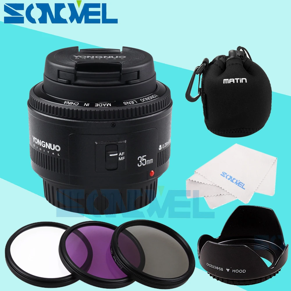 Объектив Yongnuo 35 мм для камеры Canon 800D 760D 750D 700D 80D 77D 60D 5Ds 7D 5D Mark IV | Электроника