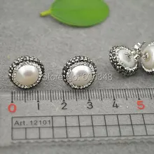 5 пар серьги-гвоздики с натуральным пресноводным жемчугом, 13-14 мм, с кристаллом, циркон, проложенный гвоздик, серьги, очаровательные ювелирные изделия