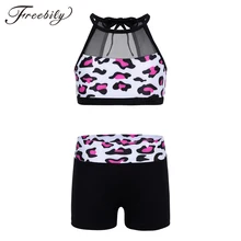 Детский танкини для девочек, костюм без рукавов, сетчатый топ на бретельках с Низами, спортивный комплект для балета, танцевального зала, тренировки, спортивная одежда