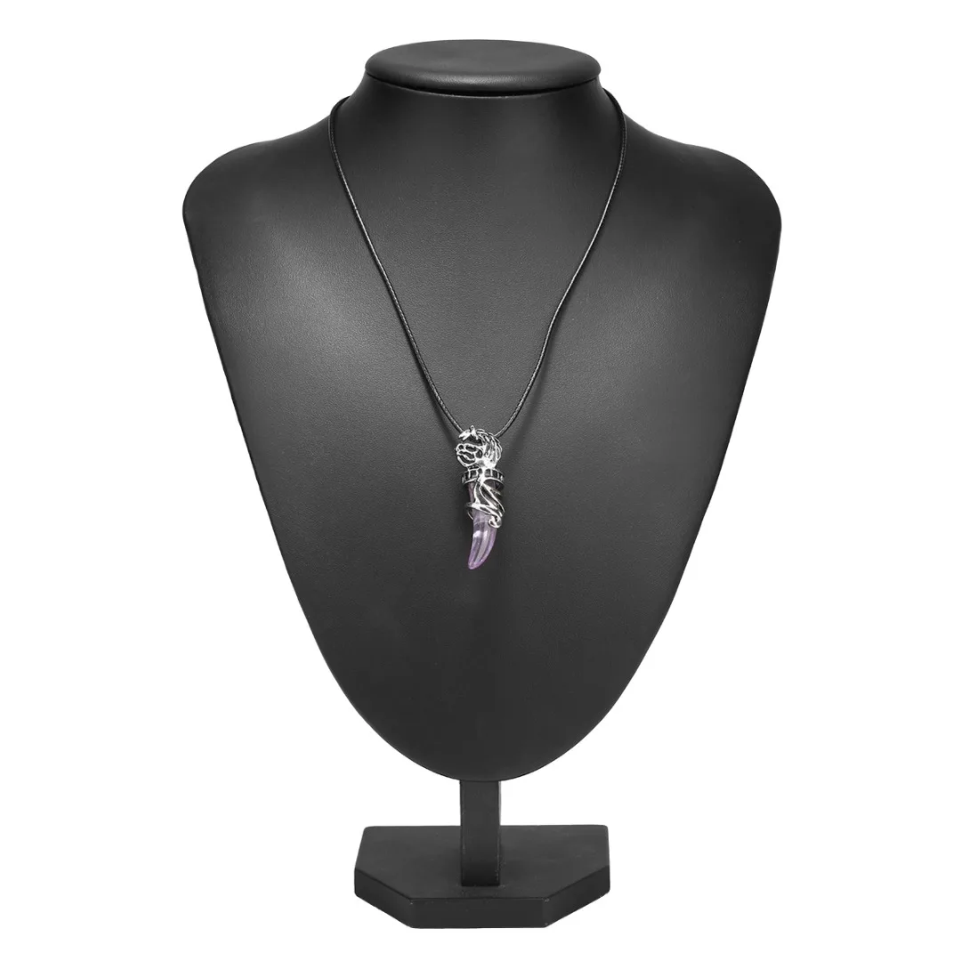 Men Antique Wolf Fang Tooth Pendant Necklace Popular Stainless Steel Wolf Tooth Leather Chain Necklace Antique Jewelry collares