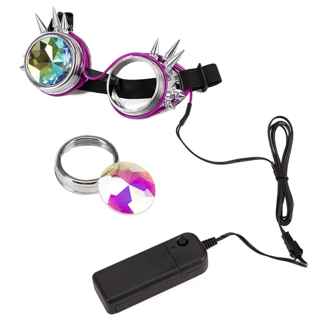 Steampunk Goggles Welding Rivet Illuminate Punk Goggles Retro Gothic kaleidoscope Colorful Lens Cosplay Eyewear 1