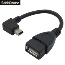 Free Shipping 1PCS Right 90 degree Angled USB Mini 5Pin to A/F OTG host cable