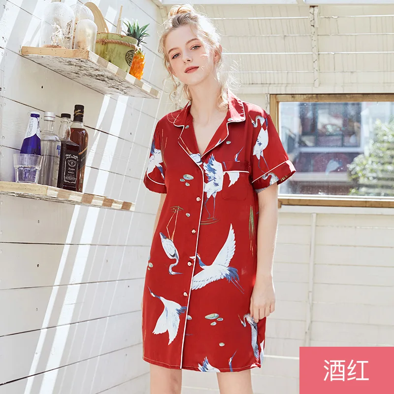 

New Summer Kimono Robe Bathrobe Women's Rayon Bath Gown Yukata Printing Nightgown Nightdress Sleepshirts Pijama Mujer