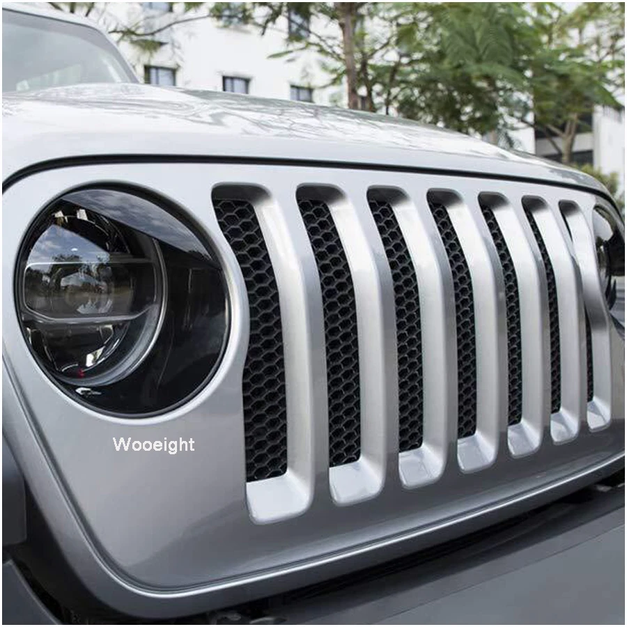 Wooeight 1Pair ABS Angry Eyes Black Front Light Headlight Lamp Cover Trim For Jeep Wrangler JL 2018 Car Accessories (2)